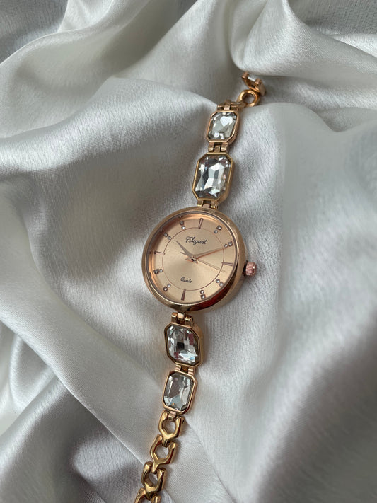 BTC Elegant Ruby Series - Rose Gold Dial Women Giftbox Watch