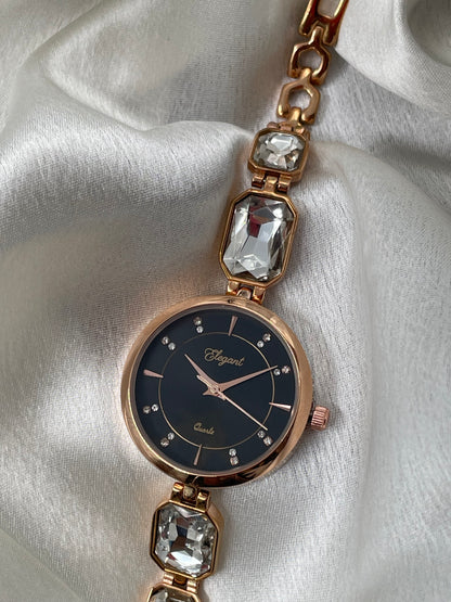 BTC Elegant Obsidian Series - Black Dial Women Giftbox Watch