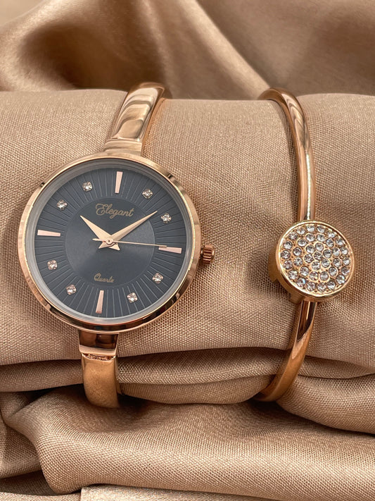 BTC Elegant Obsidian Series - Black Dial Women Giftbox Watch