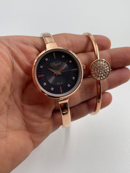 BTC Elegant Obsidian Series - Black Dial Women Giftbox Watch