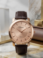 BTC Elegant Ruby - Rose Gold Dial Men Gift Watch RGLD25110F34BRWLS